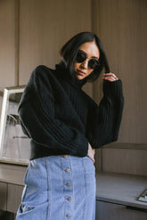 Catherine Turtleneck Sweater in Black FINAL SALE