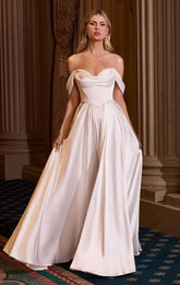 BELINDA GOWN OFF WHITE A LINE DRESS WITH CORSET BACK