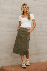 Damon Cargo Skirt in Olive FINAL SALE