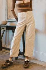 Lisette Barrel Jean in Ivory Courduroy FINAL SALE