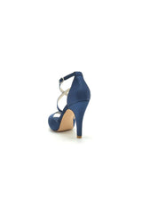 Navy Blue High Heels with Crossed Straps