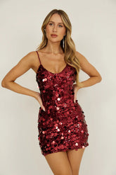 ASTRA MINI DRESS SEQUIN PARTY DRESS WINE