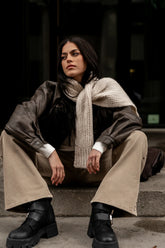 Brecken Vegan Leather Jacket in Brown FINAL SALE