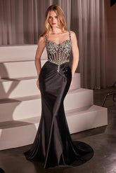 Artemis Gown Leaf Inspired Crystal Satin Dress