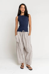 Colleen Striped Baggy Pants in Natural