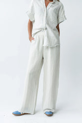 Belen Striped Wide Leg Pants in Denim Blue