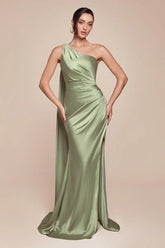 BRYCE GOWN ONE SHOULDER LUXE SATIN DRESS