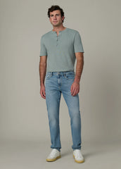 SHORT SLEEVE LINEN COTTON HENLEY