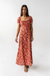 Camden Floral Maxi Dress in Rust
