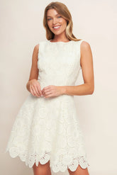 AUTUMN BLOOM VINTAGE IVORY LACE MINI DRESS VINTAGE IVORY