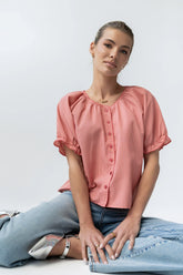 Benny Gingham Blouse in Pink