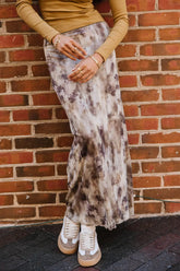 Chandler Abstract Maxi Skirt in Brown FINAL SALE