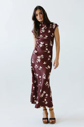 Carson Floral Maxi Dress in Red Brown FINAL SALE