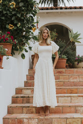 Beckie Smocked Maxi Dress in Off White