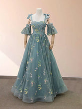 Boho A Line Tulle Off the Shoulder Floor Length 3D Yellow Embroidery Floral Quinceanera Dress with Petticoat
