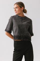 Jana Denim Top in Black