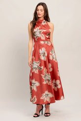 CANT LOOK AWAY CORAL RED MIDI DRESS FINAL SALE