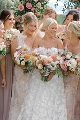 Attractive A Line Off the Shoulder Tulle Wedding Dresses