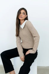Bobbi Collared Sweater in Mocha