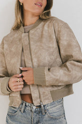 Clarissa Bomber Jacket in Tan FINAL SALE