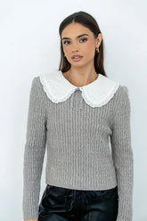 Bobbi Collared Sweater in Grey FINAL SALE