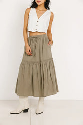 Aspen Midi Skirt in Olive FINAL SALE