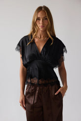 Chelsea Satin Blouse in Black FINAL SALE