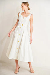 BELLA PORTOFINO WHITE MIDI DRESS