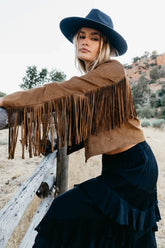 Bridget Fringe Jacket in Cognac