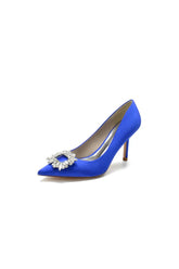 Cocktail Pointed Toe Crystal Satin High Heels