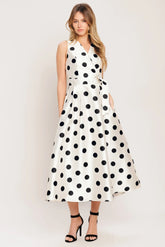 CAFÉ NOIR POLKA DOT MIDI DRESS FINAL SALE