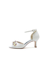 Peep Toe Rhinestone Strap Buckle Stiletto Heels