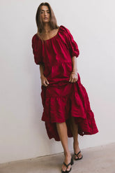 Corinne Tiered Maxi Dress in Red FINAL SALE