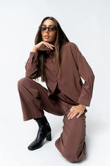 Tacie Wide Leg Pants in Brown