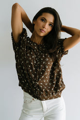 Bennie Collared Blouse in Brown