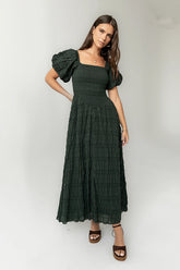 Beckie Smocked Maxi Dress in Green FINAL SALE