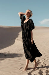 Corinne Tiered Maxi Dress in Black FINAL SALE