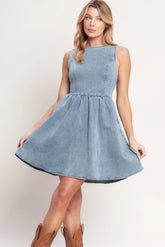 CASUAL POLISHED DENIM MINI DRESS FINAL SALE