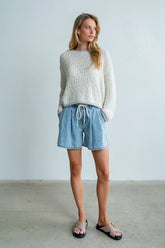 Ariel Contrast Sweater in Ivory
