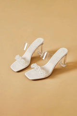 Outdoor Peep Toe Sandals Chunky Heel Fashion Shoes With Beaded