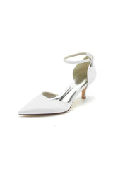 Simple Pointed Toe Satin Kitten Heels
