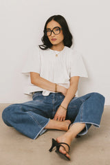 Isha Pleated Top in White FINAL SALE