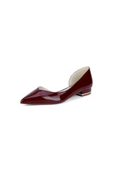 Burgundy Pointed Toe Flats with a Sleek Finish
