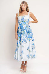 CLASSIC BLOOM BLUE FLORAL MIDI DRESS