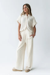 Belen Striped Wide Leg Pants in Taupe FINAL SALE