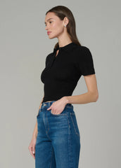 THE CASHMERE SHORT SLEEVE POLO SWEATER