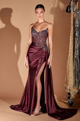 CASPIAN GOWN EVENING DRESS WITH BEADED CORSET BODICE