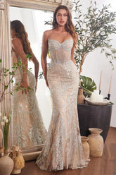 CELESTIAL GOWN CRYSTAL GLITTER EMBELLISHED GOWN