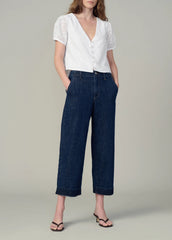 THE HALLE SHORT SLEEVE EYELET BLOUSE
