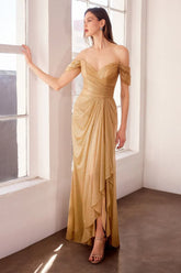 Carole Gown Draped Glitter Stretch Dress
